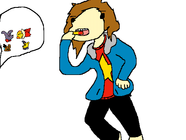 Eating French fries and watching cartoons