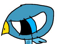 Teal Head bird with wings that are light blue