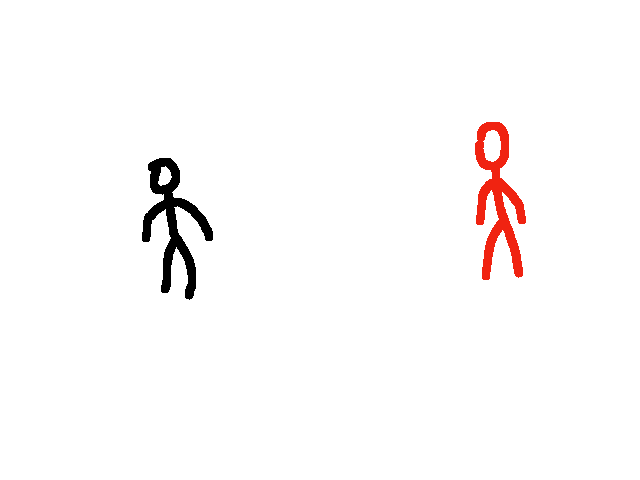 Black vs red stick battle