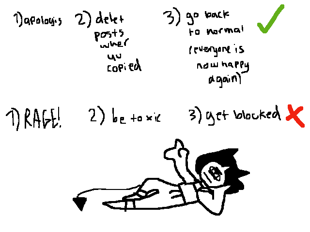 how to react to being called out for copying xoxo