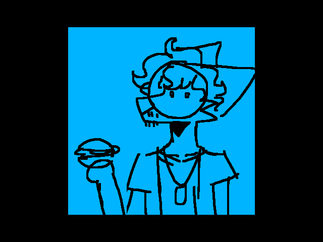 klaus holding a hamburger