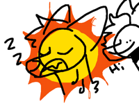 fearful sun is sleepy