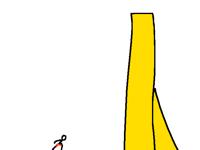 Mickey destroys a wall