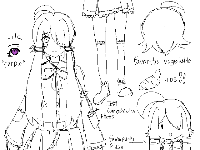 Concept of “Lila” a Vocaloid OC.