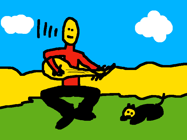 Saz play man and pisi cat