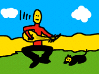 Saz play man and pisi cat