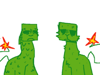 Cant tell if creepers would be scaly of fluffy