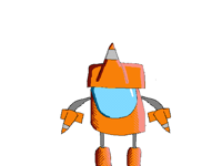 Conebot flying away