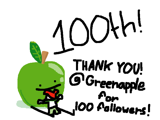 @Greenapple 100 Followers!