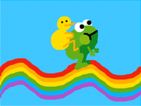 Ducky on a frog on a Rainbow