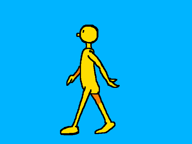 The yellow man walks