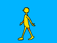 The yellow man walks