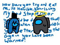 Mini blue shouts at mini black