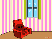 Sitting in armchair