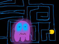 Frightened pacman ghost