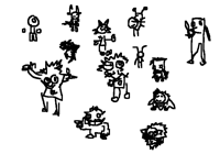closed eye doodle people