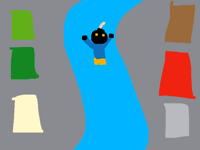 A_man has fallen into the river of lego city