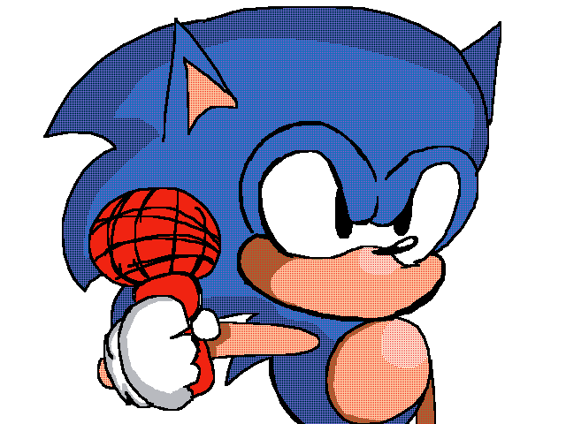 Sonic with a red mic