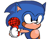 Sonic with a red mic