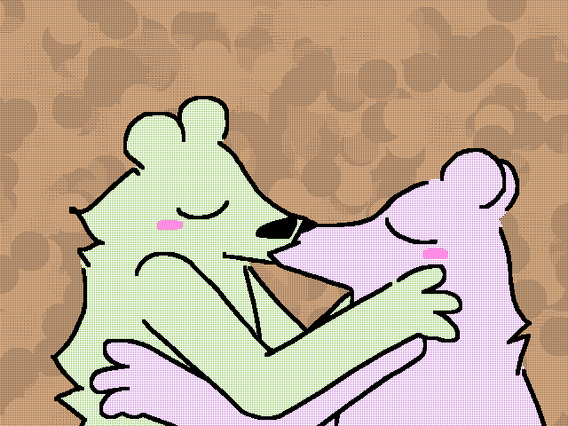 Two men kissing