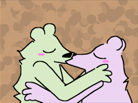 Two men kissing