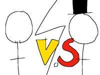 Cool guy v.s top hat guy