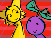 PISS COLOR WOLF CAT THING AND PURPLE FRUIT THING