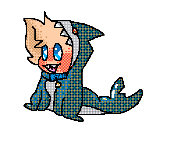 He got a shark onesie for his bday :0