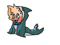 He got a shark onesie for his bday :0