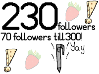 70 followers to go till 300!!