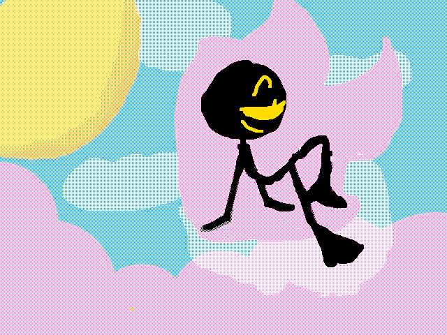 -pink skies, pink hair-