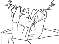 Gojo removing blindfold
