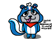 Fluffy in a skunk onesie @winter2021