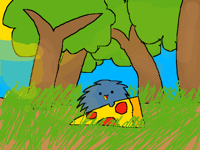 Thing eating pizza