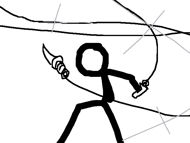 a stick man weilding the knaghtilon