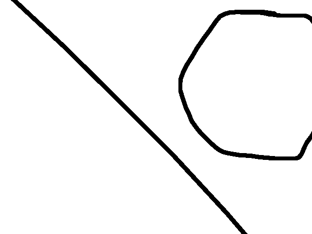 Curved line that curves out of frame and abad ball