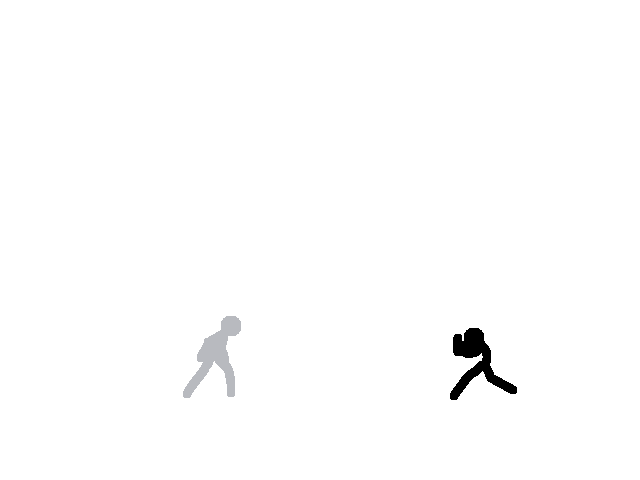 Black stick man VS gray stick man