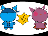 purple johny vs bluu pizza man