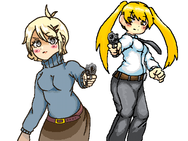Kohaku and Shizuri on guns! with @SwifterZeta
