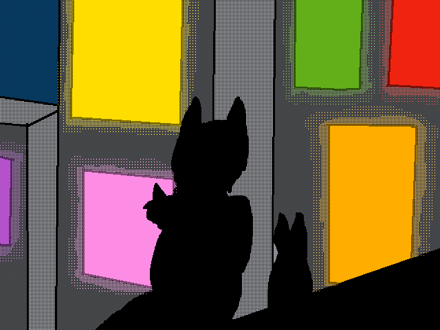 The girl cat in a giant cyber city