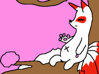 There’s a kitsune on the sakura 🌸 tree 🌳