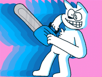 the guy with the gre… the blue chainsaw ?!