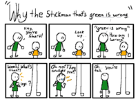 Why the stickman that’s green is wrong