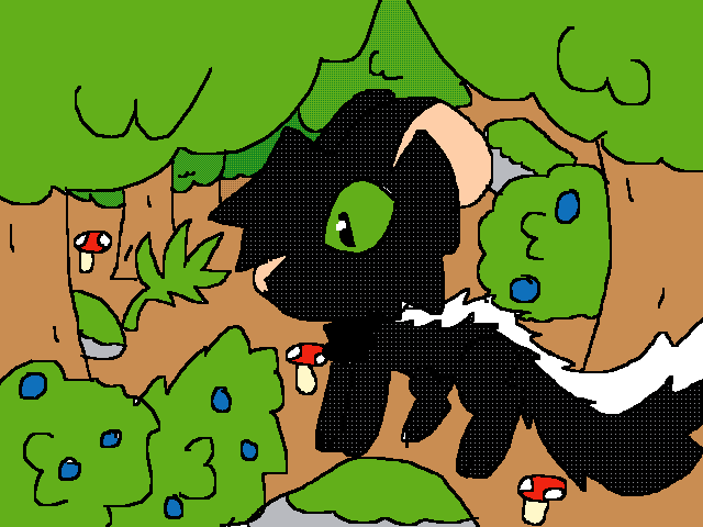 Skunk and berries