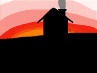 Cottage in the sunset