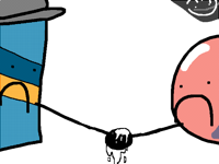 ur hands are glued together now