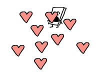 Eraser gets attacked by hearts