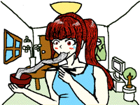 蕎麦を食す少女、Girl eating buckwheat修正版