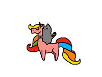 Pusheen riding a unicorn