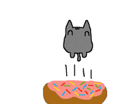 Pusheen jumping on a donut collab with kittylover8